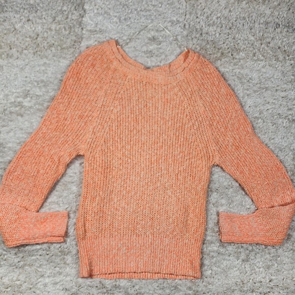 Free People Sweater Womens Small Orange Knit Crew Neck Long Sleeve Pullover - Picture 1 of 12